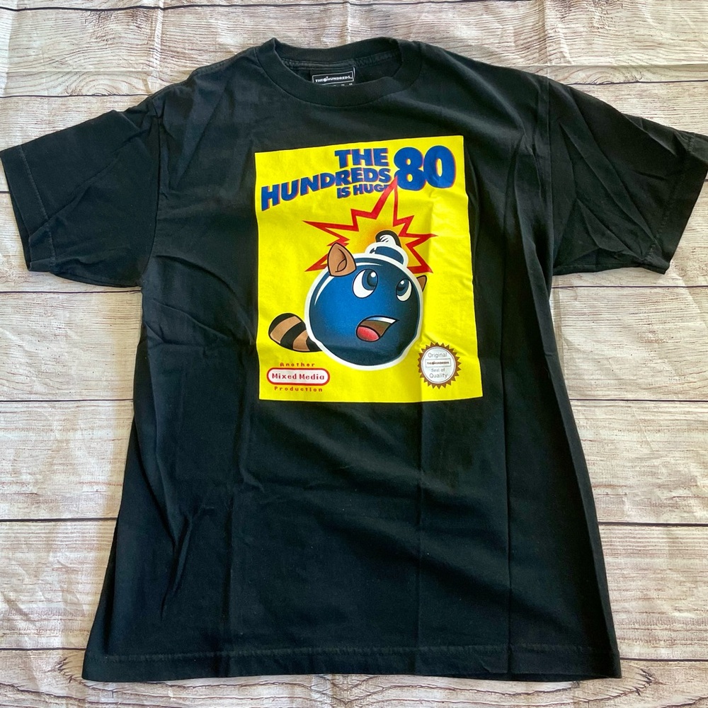 The Hundreds men’s medium bomb black yellow logo graphic short sleeve t-shirt